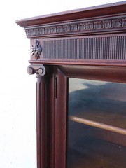 Early 1900s Tiger Oak Long Large China Cabinet Bookcase Cupboard 6583
