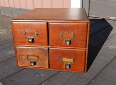 Antique 4 Drawer Desk Top File Cabinet Solid Quarter Sawn Oak 1920s