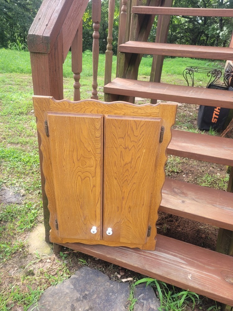Vintage Wall Hanging Solid Wood Spool Sewing Thread Cabinet Cupboard Storage