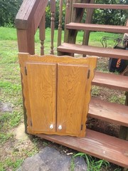 Vintage Wall Hanging Solid Wood Spool Sewing Thread Cabinet Cupboard Storage