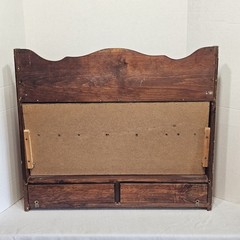 Vintage 1930s Silverware FLATWARE WALL Storage Chest Wood CABINET w 2 Drawer