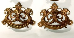 INCREDIBLE SET FOUR 18th 19thC NEOCLASSICAL GILT METAL CHEST of DRAWER HANDLES