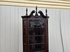 67132 Antique Victorian Mahogany Corner China Cabinet Curio