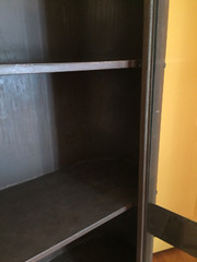 vintage industrial metal display china cabinet case bookcase curio shelf record