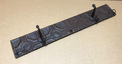 VTG Decorative Hat & Key Rack Rust 23″ Tin Ceiling Metal 2 Hook Old 609-26B