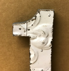 Decorative Salvaged Tin Ceiling 8″ Patchwork Shabby White Number 1 Metal 182-26B
