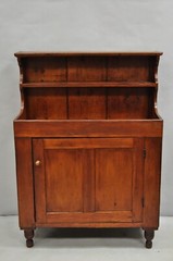 Antique French Country Colonial Pine Wood 50″ H Drysink Kitchen Jelly Cupboard