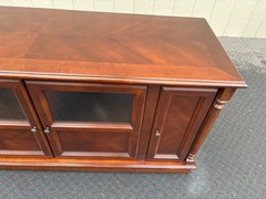 67472 Elegant Cherry Wood Television Cabinet with Glass Doors