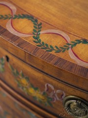 F70335: WELLINGTON HALL Satinwood Adams Painted Demi Lune Cabinet