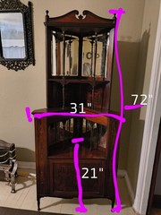 Vintage English Edwardian Style Mahogany Inlaid Corner Cabinet