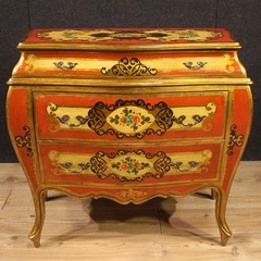 Lacquered commode painted dresser antique Tuscan style chest drawers 20th cent