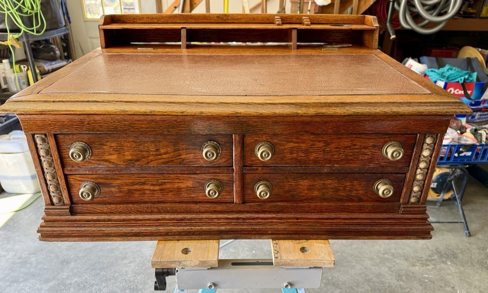 Antique American Clark’s O.N.T. Oak Spool Cabinet /Mercantile Desk, c. 1892 ….
