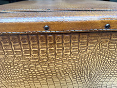 Vintage Alligator Cabinet Genuine Leather Entertainment Center Custom Made