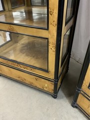 Vintage Biedermeier Style Burl Maple Vitrine Display Cabinet