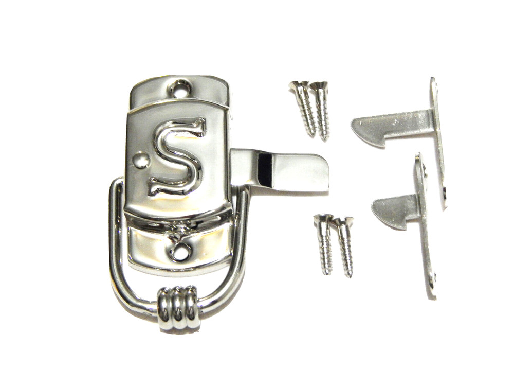 Sellers Kitchen Cabinet Latch “S” Type Nickel Plated Brass Left Side Door