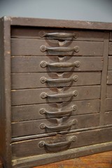 Antique 15 Drawer Wood Apothecary Cabinet Vintage Tool Box typeset watchmaker