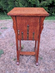 Antique Tiger Oak Pipe Tobacco Smoking Cabinet, Nightstand, Light Stand