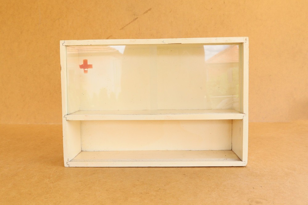 Cabinet Vintage Furniture Cupboard Kitchen Wood Box Medical Retro Early 1970s.