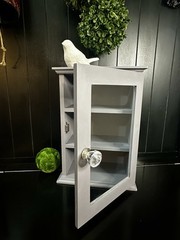 Mason Dixon Gray Farmhouse 3-Shelf Wall Curio Cabinet Glass Door 12×17