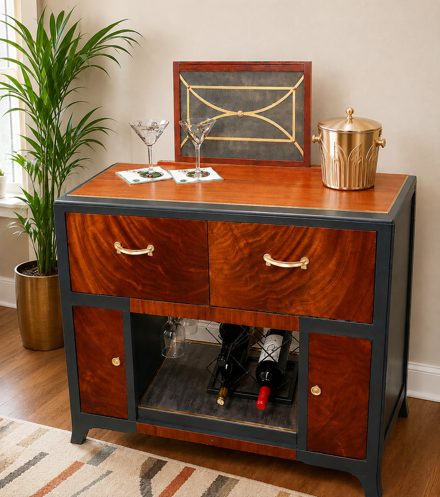 Elegant 1948 Vintage Mid Century Modern RCA Radio/Phono Bar Cabinet Conversion