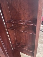 George Zee & Co. Bar Cabinet Brown Wood Mirrored Interior Bottle Storage