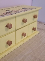 Vintage Yellow Table Top Wooden 8-Drawer Birdhouses Apothecary Hand Painted