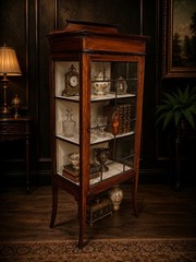 RARE EDWARDIAN INLAID DISPLAY CABINET Antique Bookcase Glass Cabin. UK Delivery