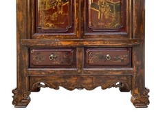 Chinese Vintage Brown Golden Scenery Armories Storage Cabinet cs6059