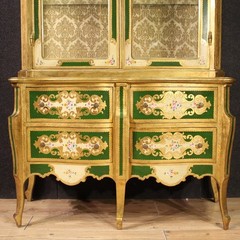 Vitrine double body display cabinet lacquered painted bookcase 20th century