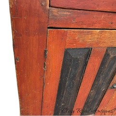 Antique Ohio Step Back dutch cupboard Red paint country farmhouse raised panel