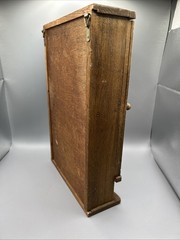 Antique Folk Art Hand Painted Wooden Wall Cabinet w Door, Shelves 12”Tx7.75”Wx2”