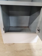 Vintage 1950s White Metal Kitchen Cabinet w/ Formica Top Mid-Century