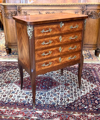 French Antique Inlaid Rosewood Louis XV Small Bar Cabinet