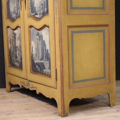 Small wardrobe furniture armoire cabinet lacquered painted gold 2 doors 900