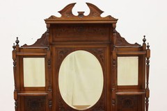Art Nouveau Antique Carved Mahogany Etagere Display or Bar #51867
