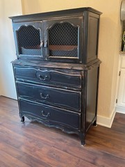 Vintage Painted Black Storage Cabinet Bar Cabinet