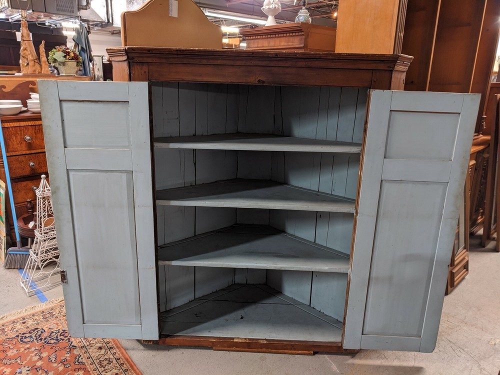 Antique Early Pennsylvania Corner Jelly Cupboard/ Corner Cabinet