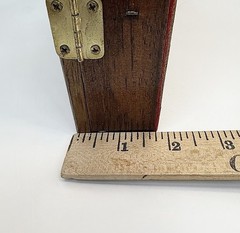 VTG Wooden House Shape Wall Curio Knickknack Display Cabinet Red Velvet Interior