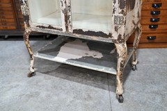 Antique Medical Cabinet Apothecary Industrial Metal glass Display Case Vintage