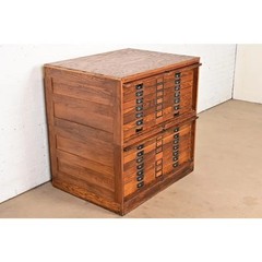 Antique Arts & Crafts Oak Architect’s Blueprint Flat File Cabinet, Circa 1900