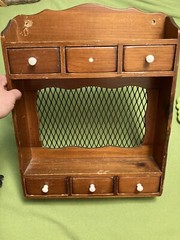 Rack Kitchen Wooden Spice Drawers Vintage Old Cabinet