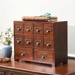 Traditional Card Catalog Solid Wood Small Chinese Medicine Small Curio Cabinet l