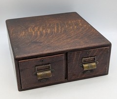Antique OSM Yawman Erbe Labor Saving Office 2 Drawer Wood Oak FIle Card Catalog