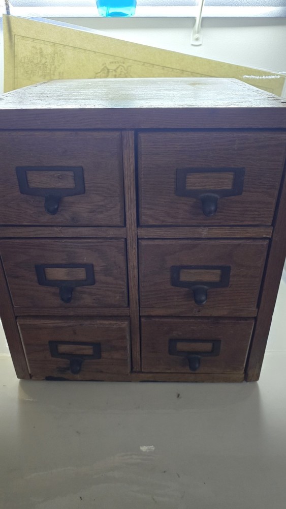 Rare Vintage Oak 4 Drawer Wooden Card Catalog File Cabinet Medical