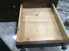 Antique “CLARK’S ONT” Oak Spool Cabinet, 4 Drawers, Slant top desk.  EXC COND
