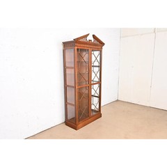 Baker Furniture Georgian Carved Mahogany Lighted Breakfront Bookcase