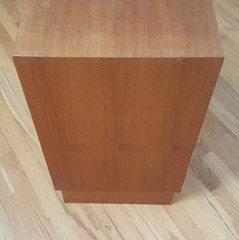 Vintage Teak Cabinet Made in Denmark Three Drawers Sculpted Pulls Lovely Design!