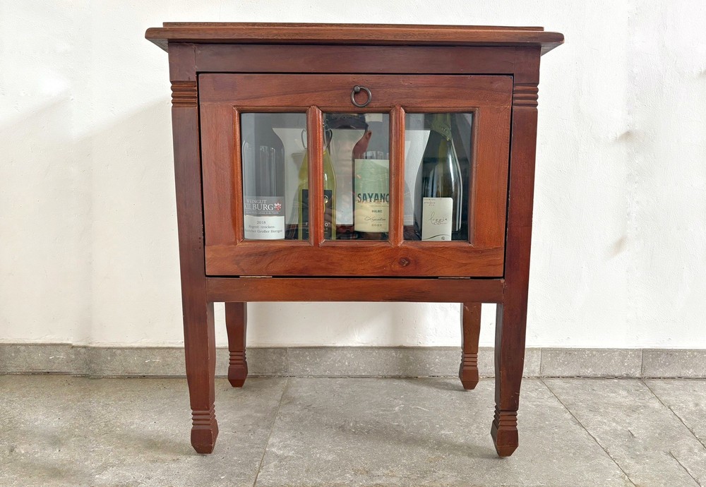 Antique French drinks cabinet, oak (1800s) found in Paris, with glass windows