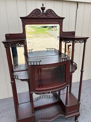 67921 Exquisite R.J. Horner Etagere Curio Cabinet in Mahogany Finish
