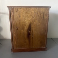 Vintage Large Wood And Glass Door Jewelry Cabinet